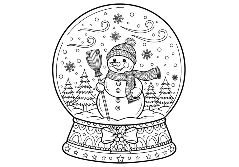 Snowman Coloring Page Inside a Snow Globe Snowman Coloring Page Inside a Snow Globe