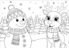 Snowman Coloring Page with Reindeer