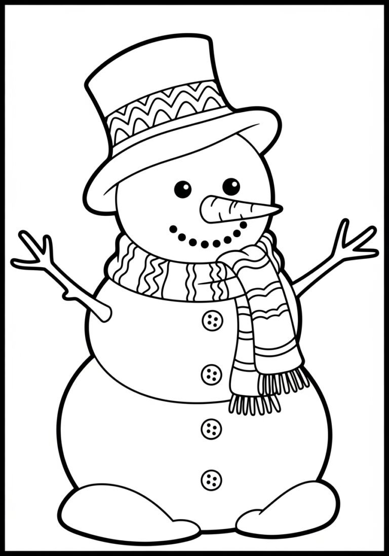 Snowman Coloring Page for Adults