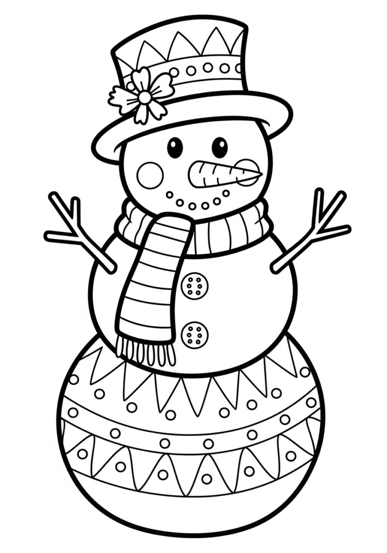 Snowman Coloring Page for Preschoolers