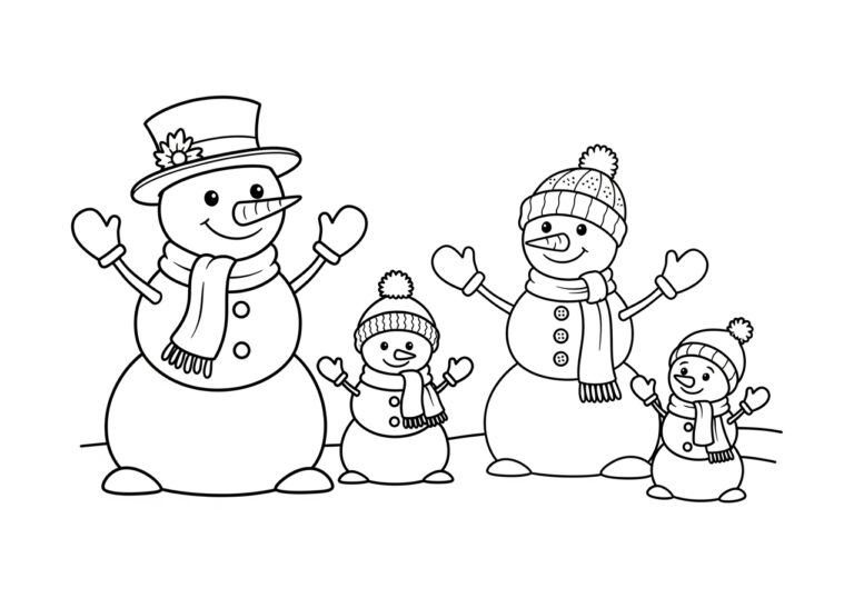 Snowman Family Coloring Page Snowman Family Coloring Page
