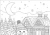 Snowman at Night Coloring Page