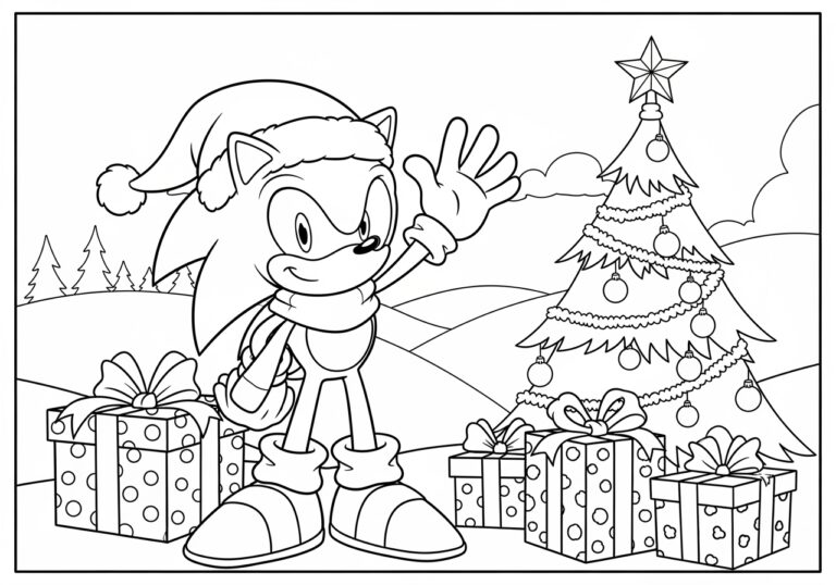 Sonic the Hedgehog Christmas Coloring Page Sonic the Hedgehog Christmas Coloring Page