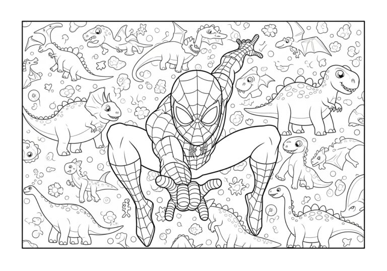 Spiderman Dinosaur Coloring Page to Print Out and Color Spiderman Dinosaur Coloring Page to Print Out and Color