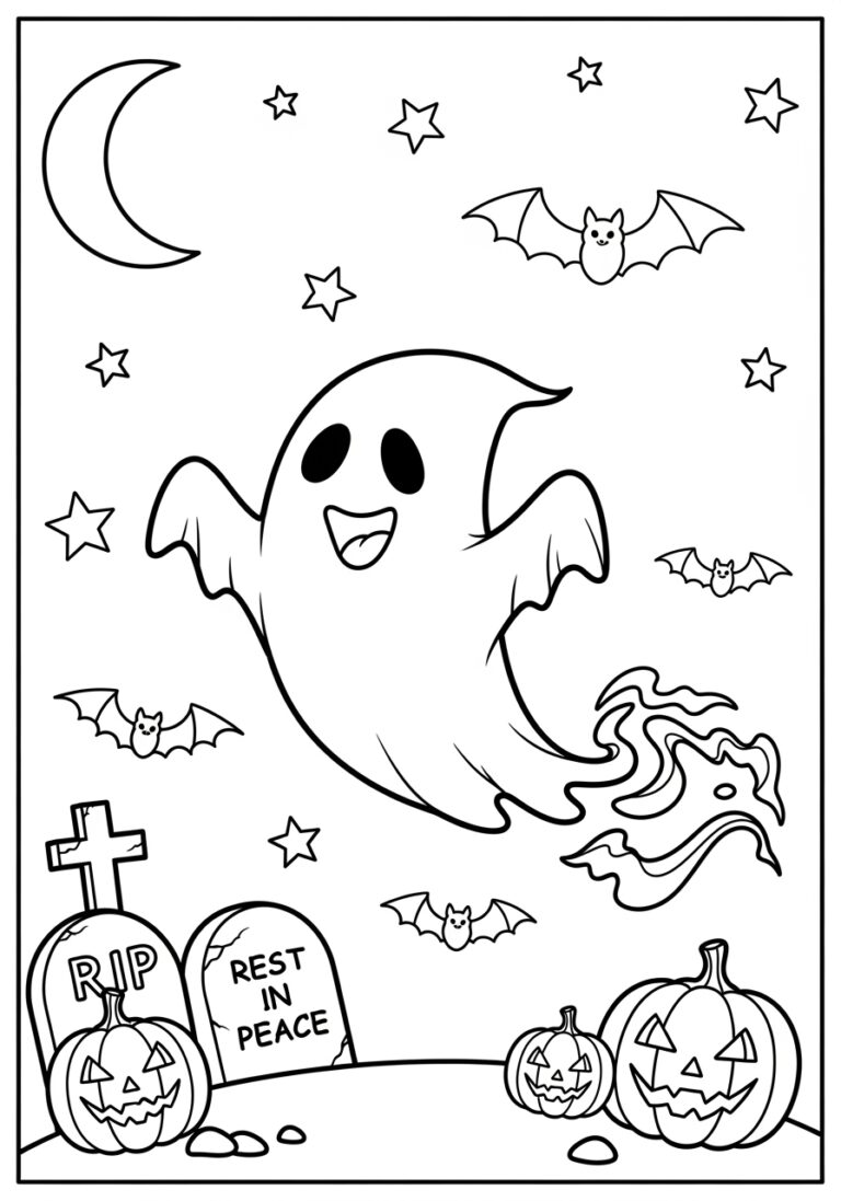 Spooky Ghost Coloring Page Spooky Ghost Coloring Page