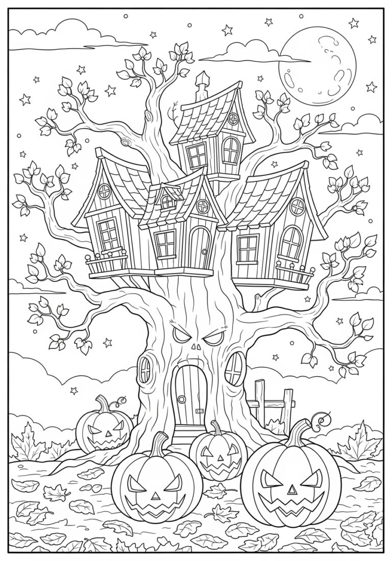Spooky Halloween Coloring Page Printable Spooky Halloween Coloring Page Printable