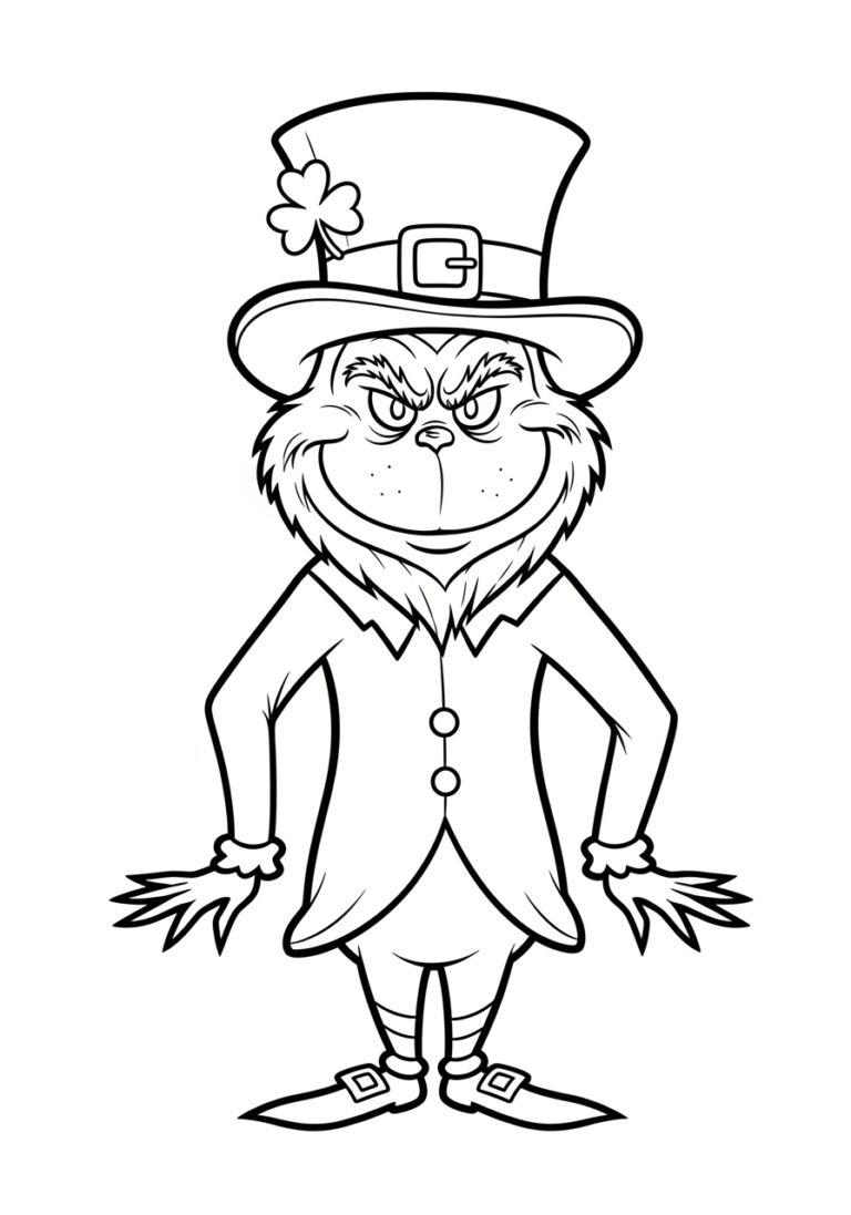 St. Patrick’s Day Leprechaun Grinch Coloring Page