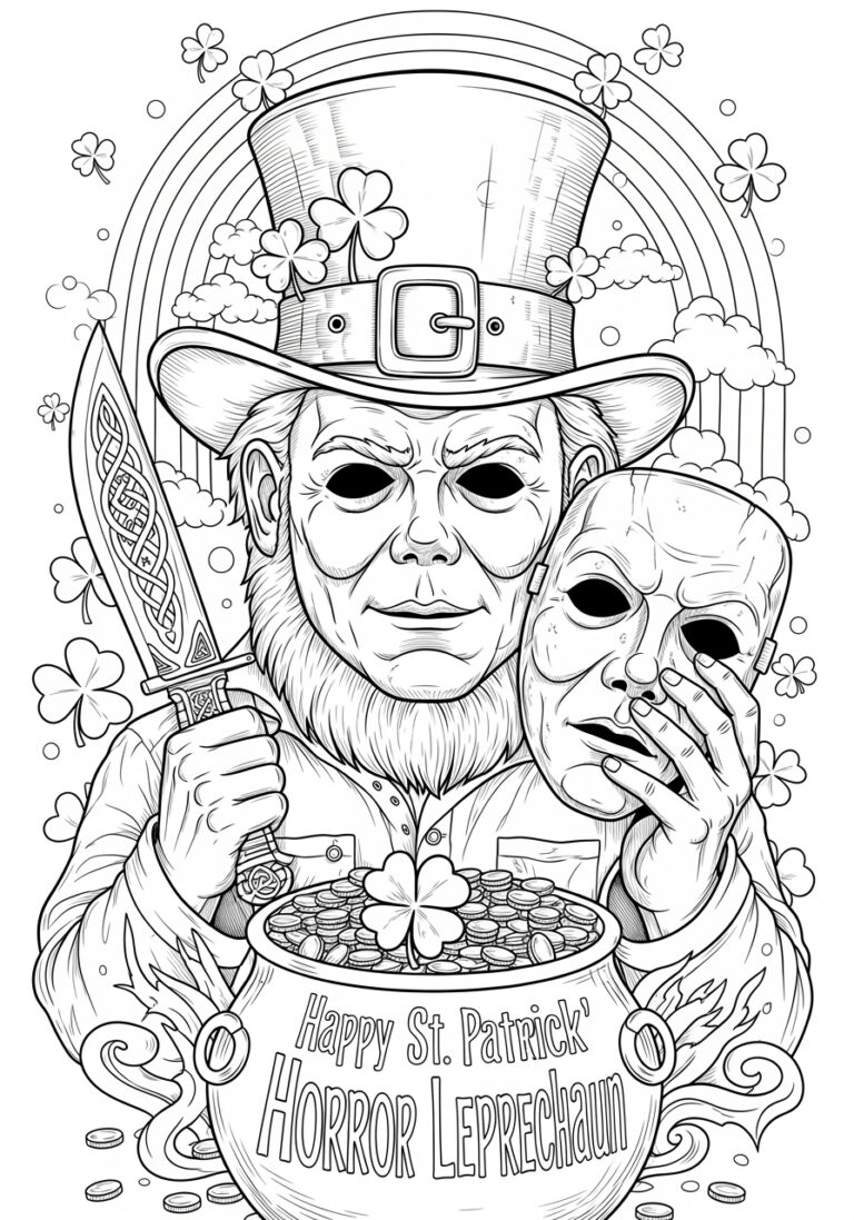 St. Patrick’s Day Michael Myers Leprechaun Hat Coloring Page St. Patrick’s Day Michael Myers Leprechaun Hat Coloring Page