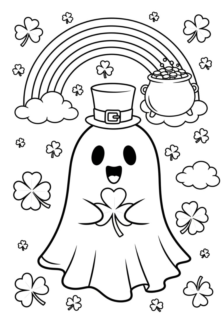St. Patrick’s Day Shamrock Ghost Coloring Page St. Patrick’s Day Shamrock Ghost Coloring Page