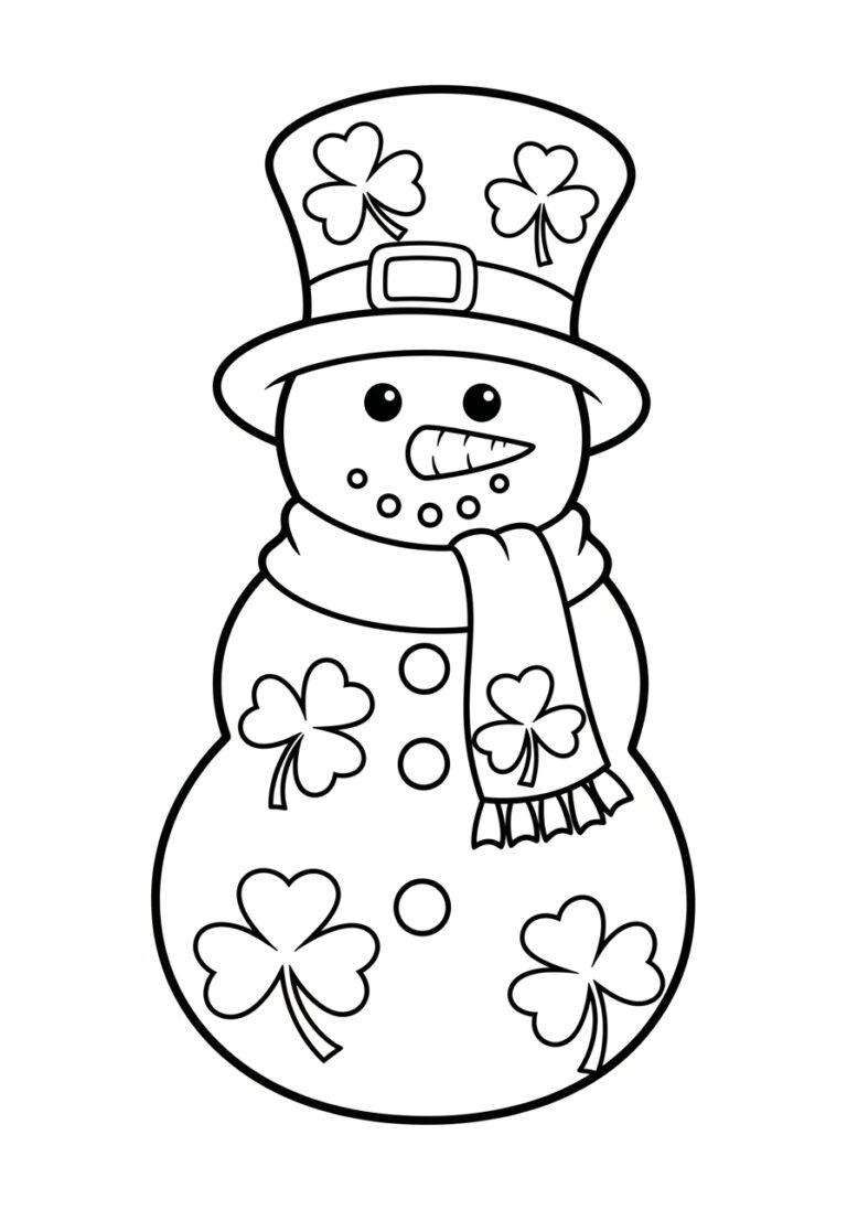 St. Patrick’s Day Snowman Coloring Page with Shamrocks St. Patrick’s Day Snowman Coloring Page with Shamrocks