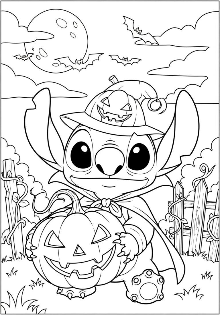 Stitch Halloween Coloring Page