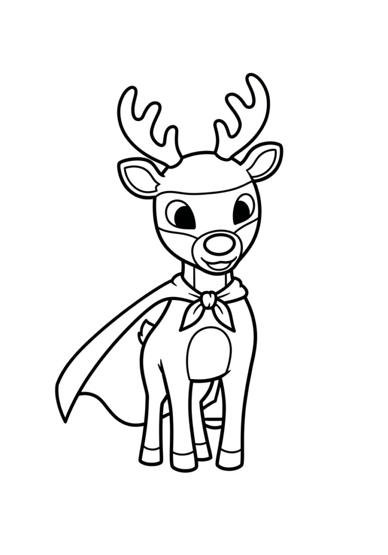 Superhero Cape Rudolph Coloring Page