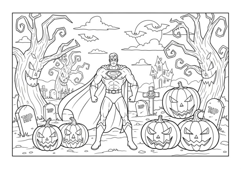 Superhero Halloween Coloring Page Superhero Halloween Coloring Page