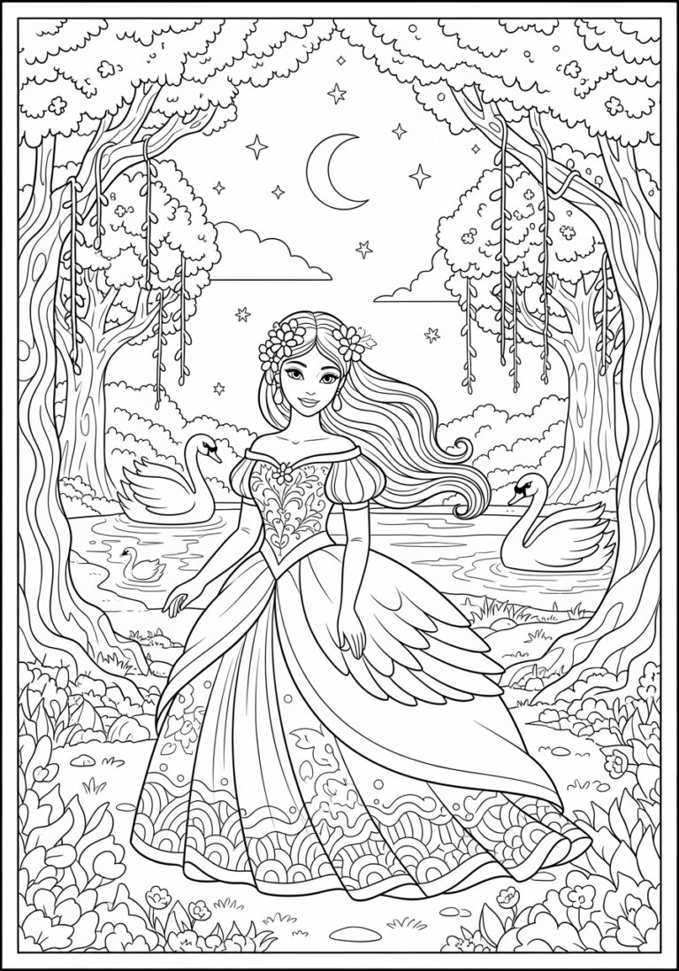 Swan Princess Coloring Page Swan Princess Coloring Page