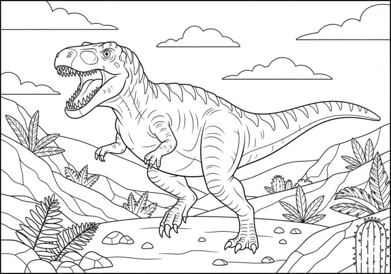Tarbosaurus Coloring Page to Print Out and Color Tarbosaurus Coloring Page to Print Out and Color