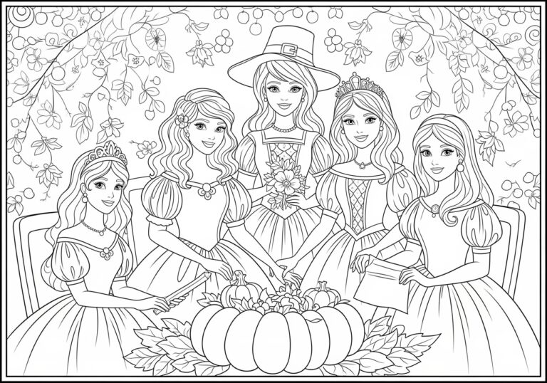 Thanksgiving Princess Coloring Page Thanksgiving Princess Coloring Page