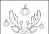 Thanksgiving Reindeer with Pumpkins Coloring Page