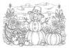 Thanksgiving Snowman Coloring Page with Harvest Theme