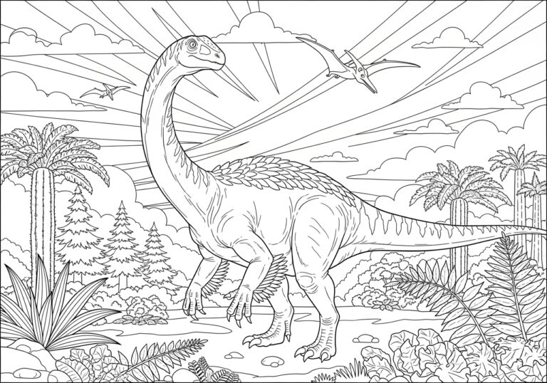 Therizinosaurus Coloring Page to Print Out and Color
