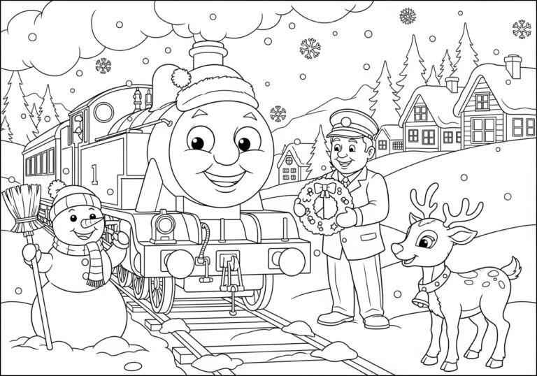 Thomas the Train Christmas Coloring Page Thomas the Train Christmas Coloring Page