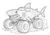 Tiger Shark Monster Truck Coloring Page