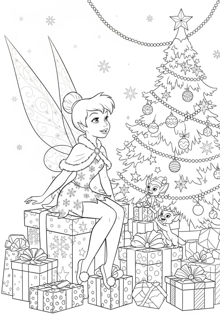 Tinkerbell Christmas Coloring Page Tinkerbell Christmas Coloring Page