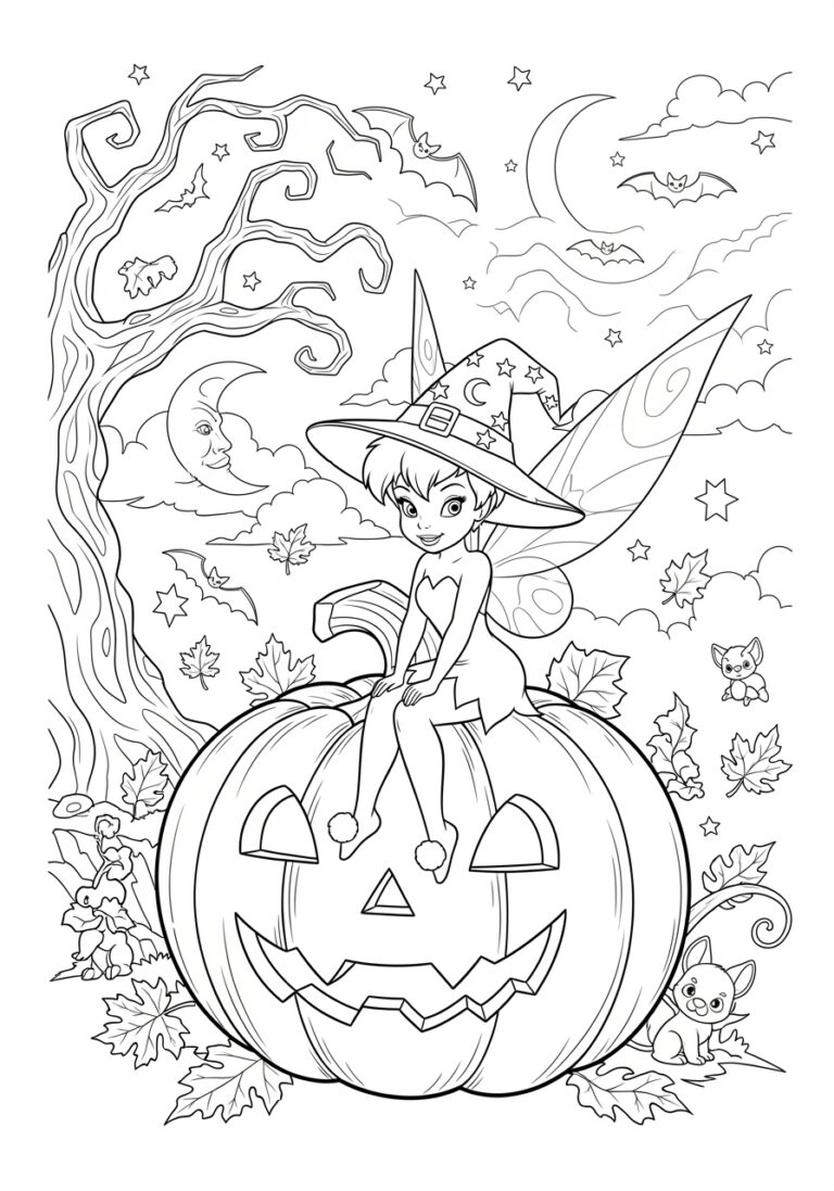 Tinkerbell Halloween Coloring Page Tinkerbell Halloween Coloring Page