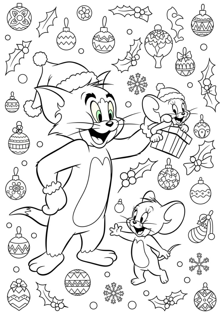Tom and Jerry Christmas Coloring Page Tom and Jerry Christmas Coloring Page
