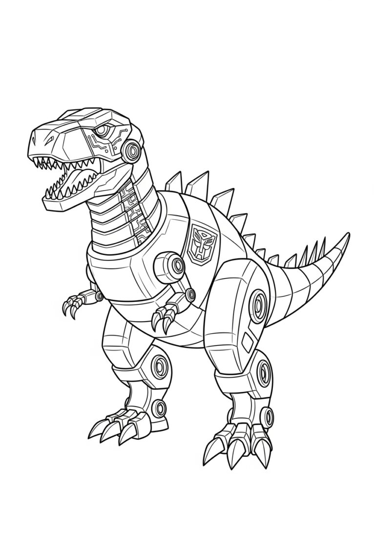 Transformer Dinosaur Coloring Page to Print Out and Color