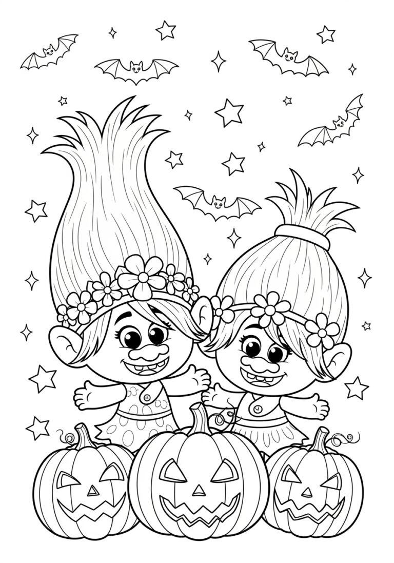 Troll Halloween Coloring Page to Print Out and Color