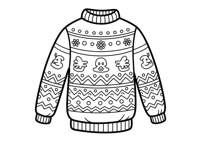 Ugly Christmas Sweater Coloring Page Ugly Christmas Sweater Coloring Page