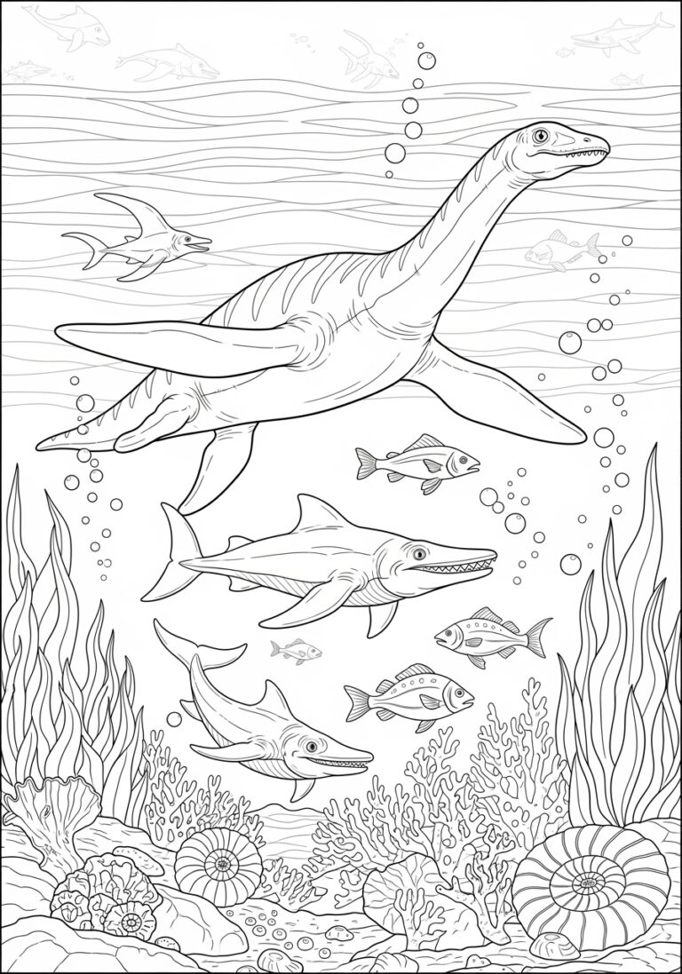 Underwater Dinosaur Coloring Page Underwater Dinosaur Coloring Page
