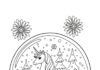 Unicorn in Snowy Forest Snow Globe Coloring Page