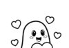 Valentine Ghost Holding a Heart Coloring Page