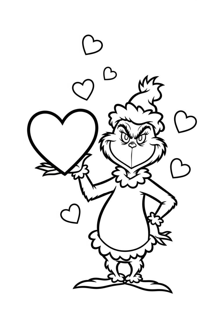Valentine Heart Grinch Coloring Page Valentine Heart Grinch Coloring Page