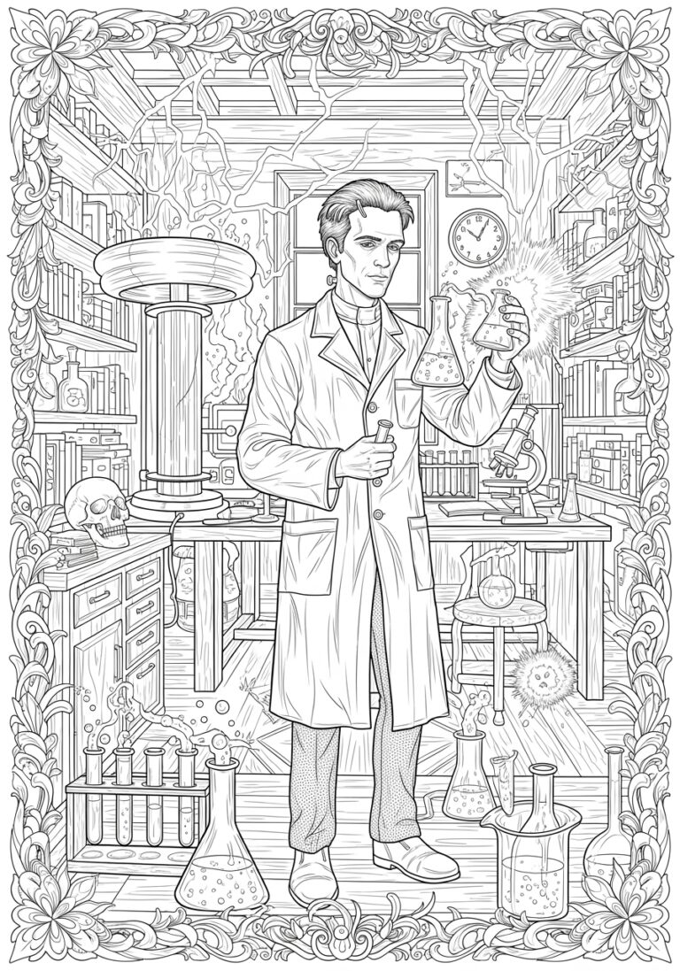 Victor Frankenstein in the Laboratory Coloring Pag… Victor Frankenstein in the Laboratory Coloring Pag…