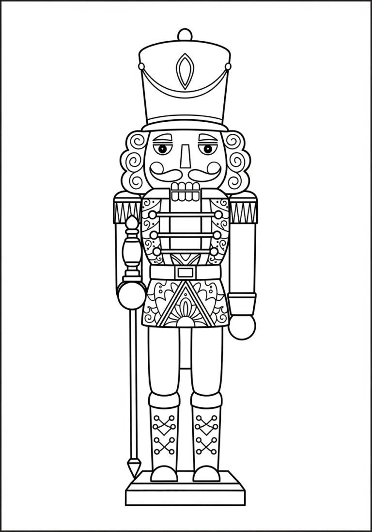 Vintage Wooden Nutcracker Coloring Page