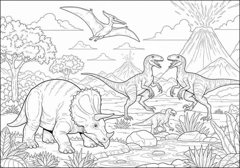 Walking with Dinosaurs Coloring Page