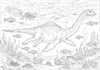 Water Dinosaur Coloring Page to Print and Enjoy