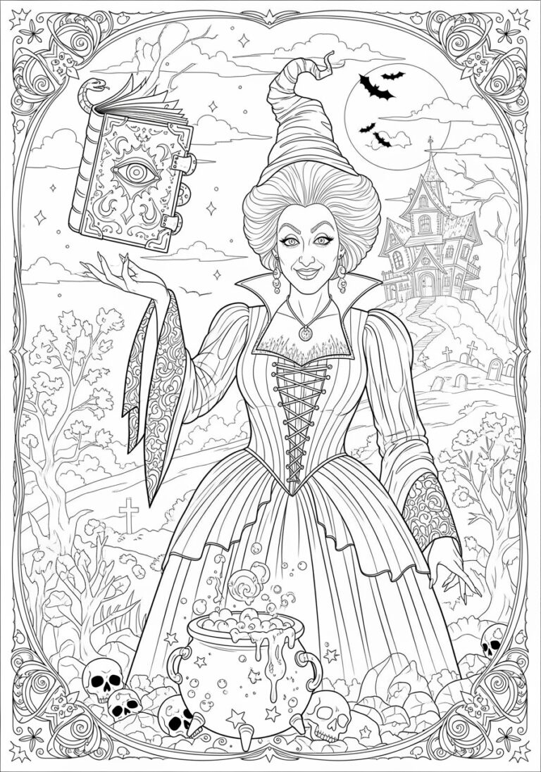Winifred Sanderson Spellbook Coloring Page Winifred Sanderson Spellbook Coloring Page