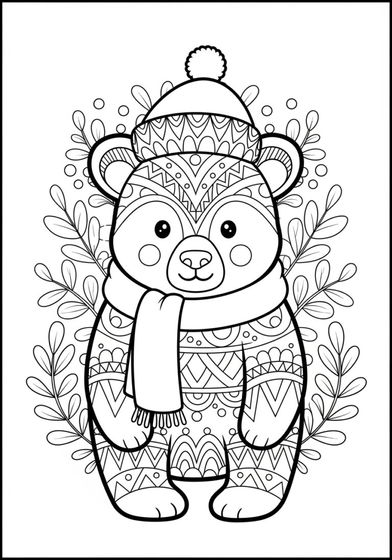 Winter Bear Coloring Page