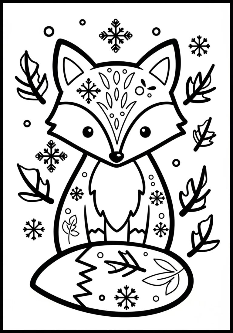 Winter Fox Coloring Page