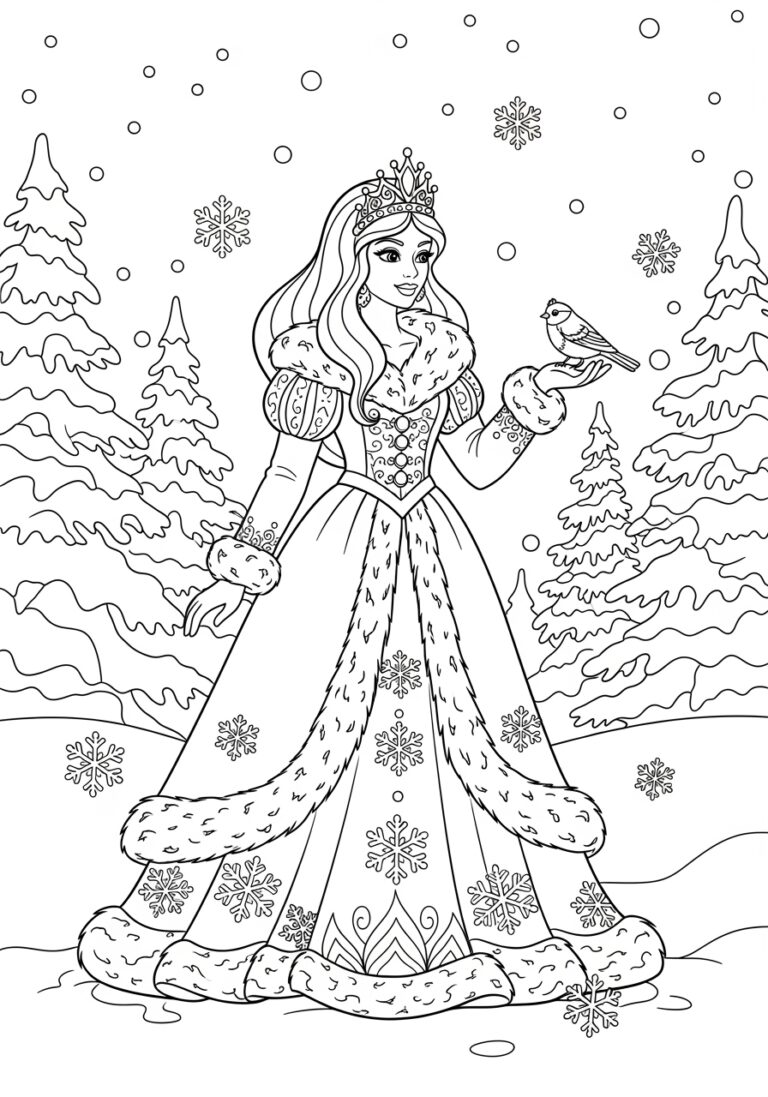 Winter Princess Coloring Page Winter Princess Coloring Page