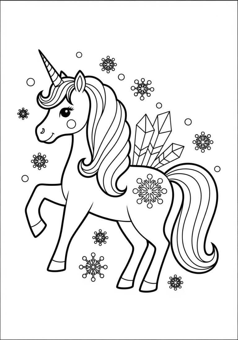 Winter Unicorn Coloring Page Winter Unicorn Coloring Page