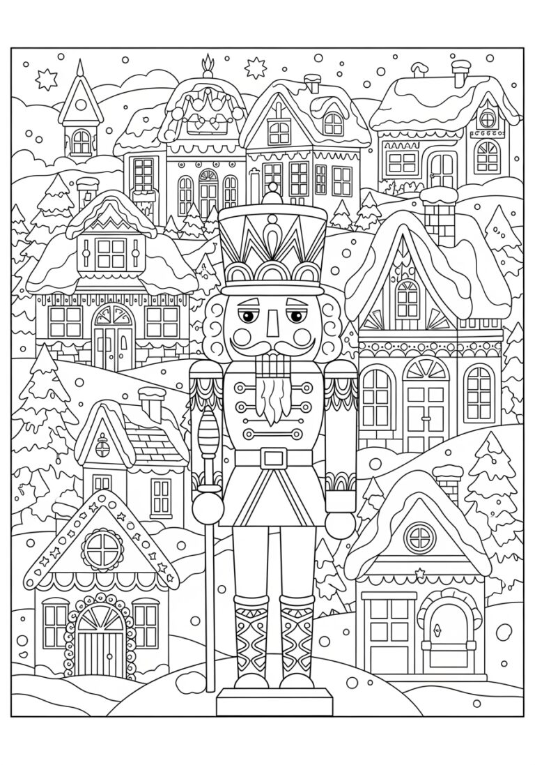 Winter Village Nutcracker Coloring Page Winter Village Nutcracker Coloring Page