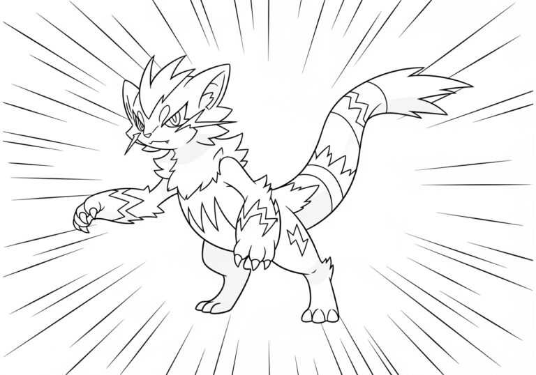 Zeraora Pokémon Coloring Page to Print Out and Color Zeraora Pokémon Coloring Page to Print Out and Color