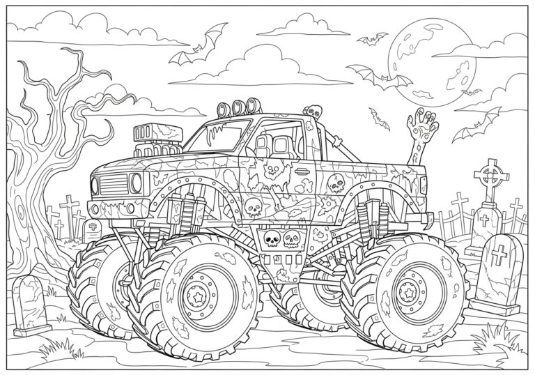Zombie Monster Jam Coloring Page to Print Out and Color Zombie Monster Jam Coloring Page to Print Out and Color