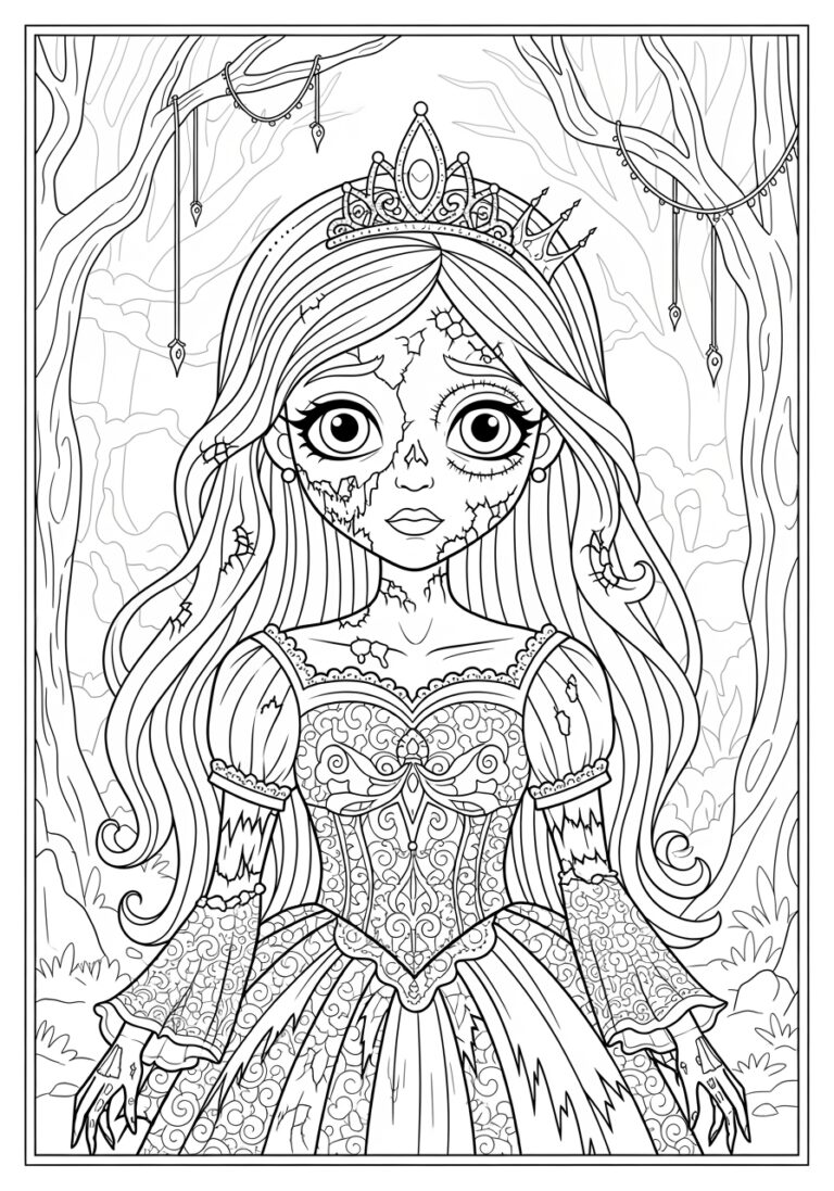 Zombie Princess Coloring Page Zombie Princess Coloring Page