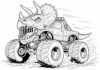 Dinosaur Monster Truck Coloring Page to Print Out and Color