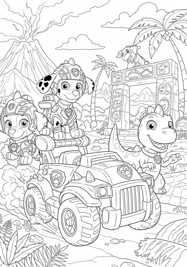 Paw Patrol Dinosaur Coloring Page Paw Patrol Dinosaur Coloring Page